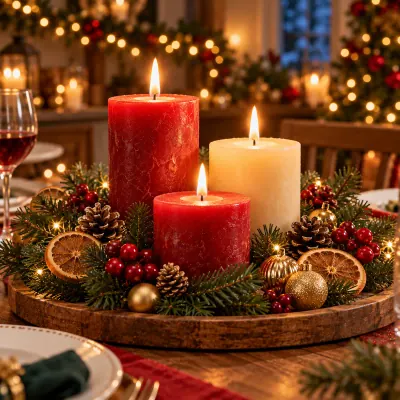 Centro de mesa de Natal com velas